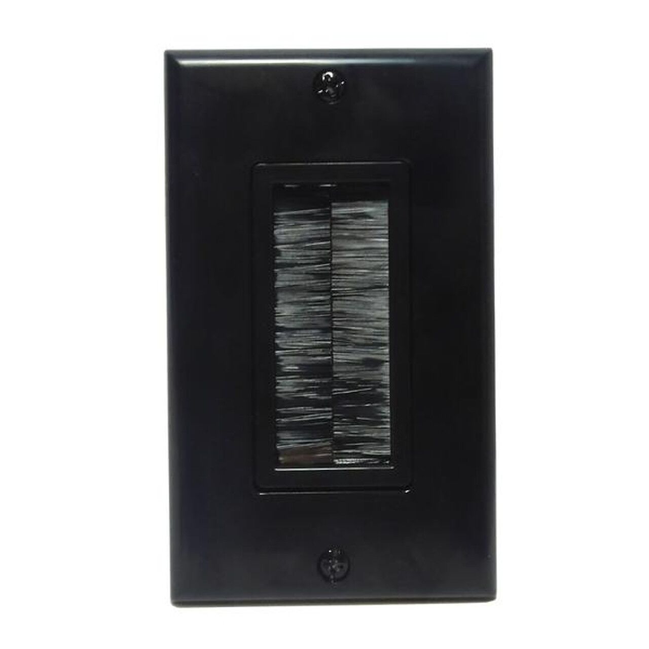Cable Pass through Wall Plate Brush Style Single Gang Decora Black