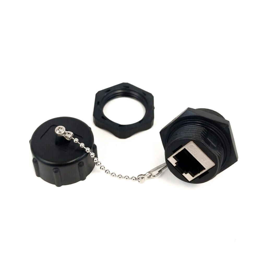 7aa78 Other Brands Cab CN C6A FFS IP68 IP Rated Cables Accessories Cat6A RJ45 Female to RJ45 Female Shielded Bulkhead Coupler Waterproof IP68 Rated Black