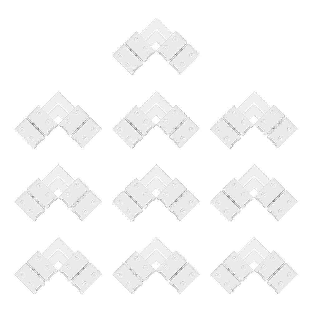 8mm 2P L shape Corner Connector for Single Color 3528 LED Strip Lights 5Pcs