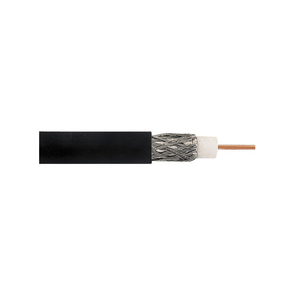 RG6 18AWG Solid Copper Covered Steel 60 AL Braid 100 Foil 75 Ohm CMR Bulk Cable – Black