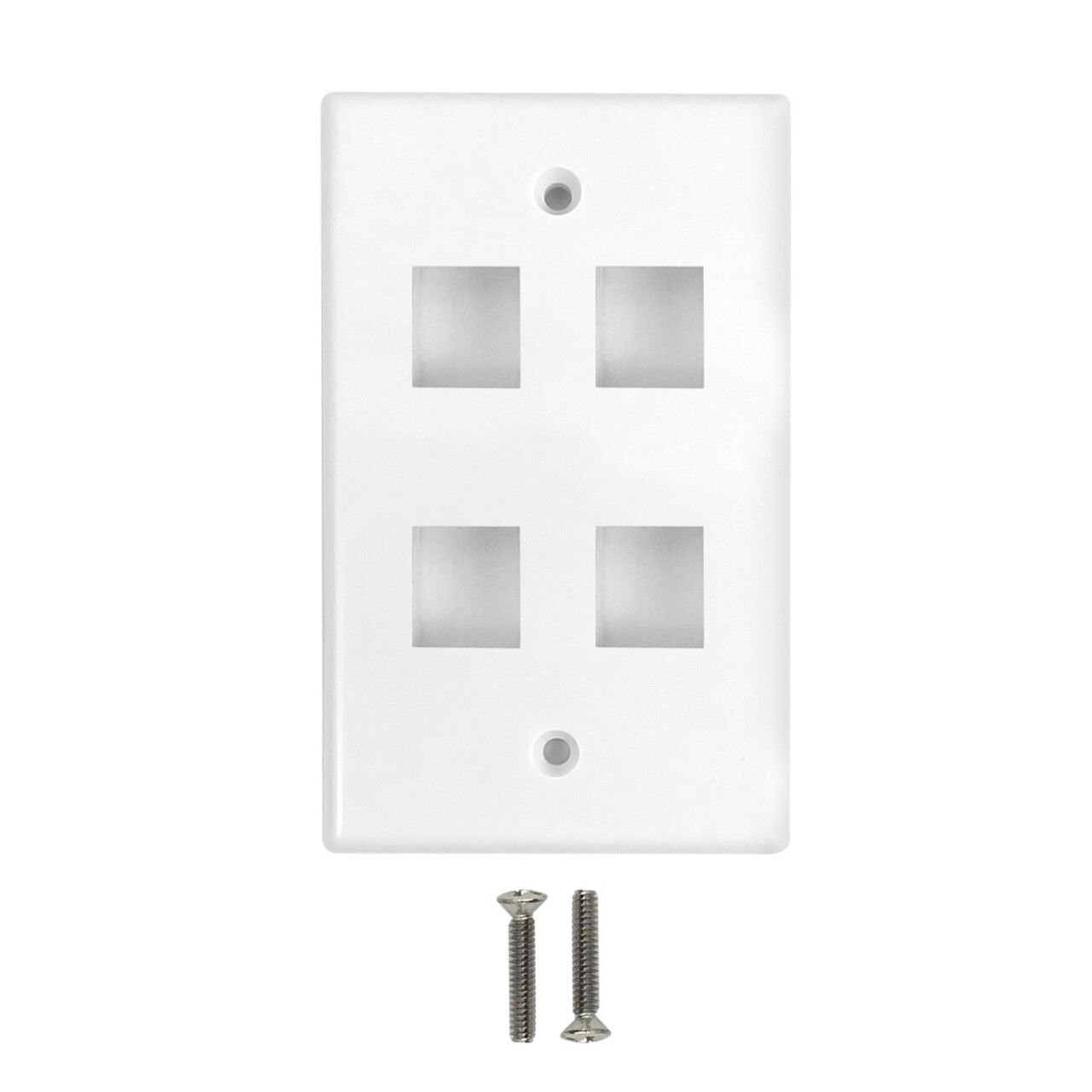 Wall Plate Flush Style 4 Port Single Gang Keystone White