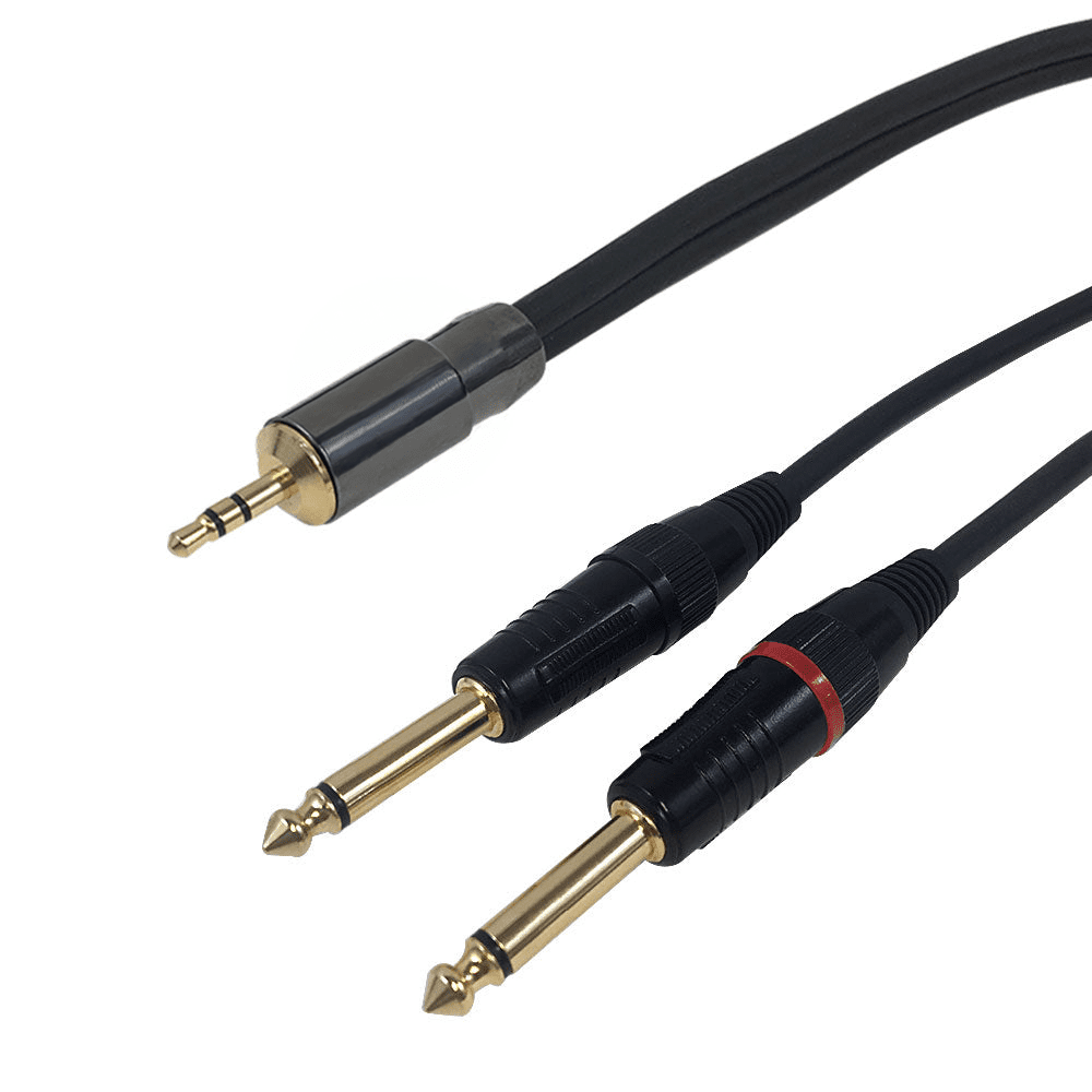 Premium 3.5mm Male to 2x 1 4 inch TS Male Audio Cable FT4