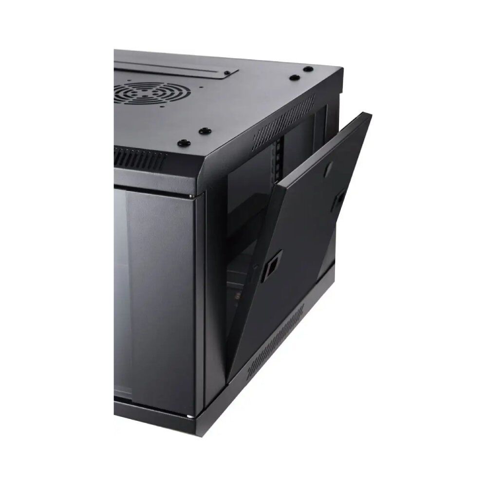 Wall Mount Cabinet 18U x 18″ Depth Glass Door – Black 1