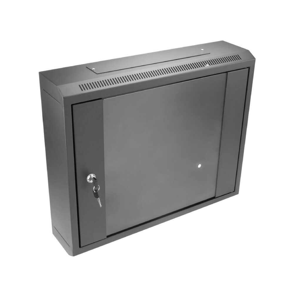 Wall Mount Cabinet 9U x 6″ Depth Glass Door – Black 1