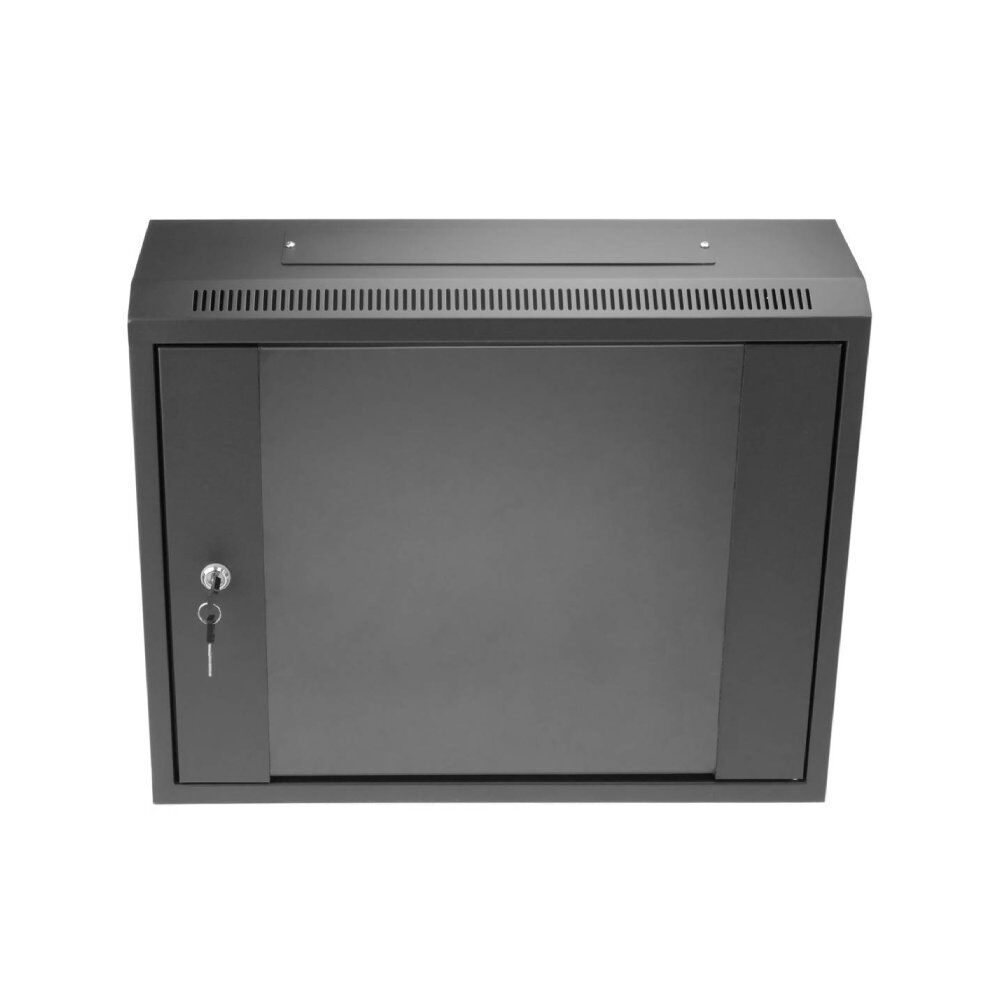 Wall Mount Cabinet 9U x 6″ Depth Glass Door – Black