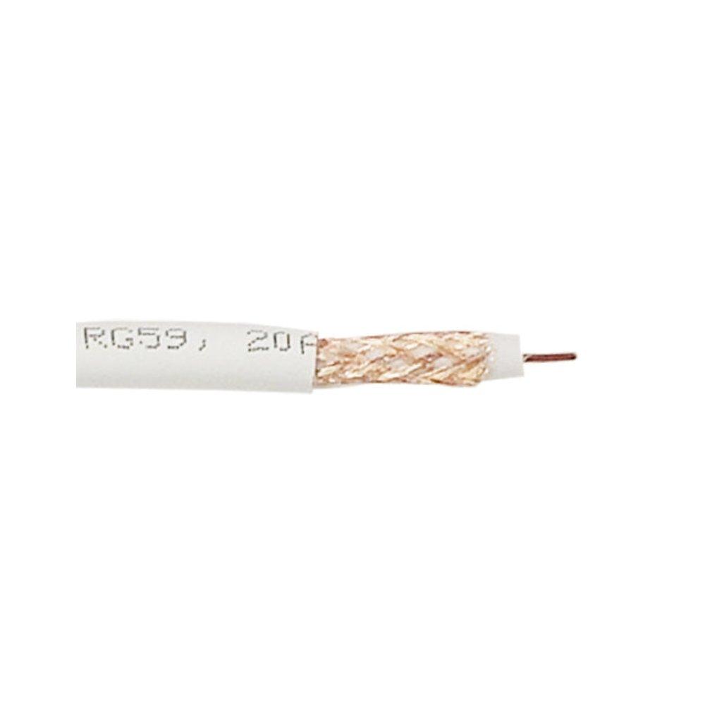 1000ft RG59 BC 20AWG bulk cable 95 BC braid CMP – White