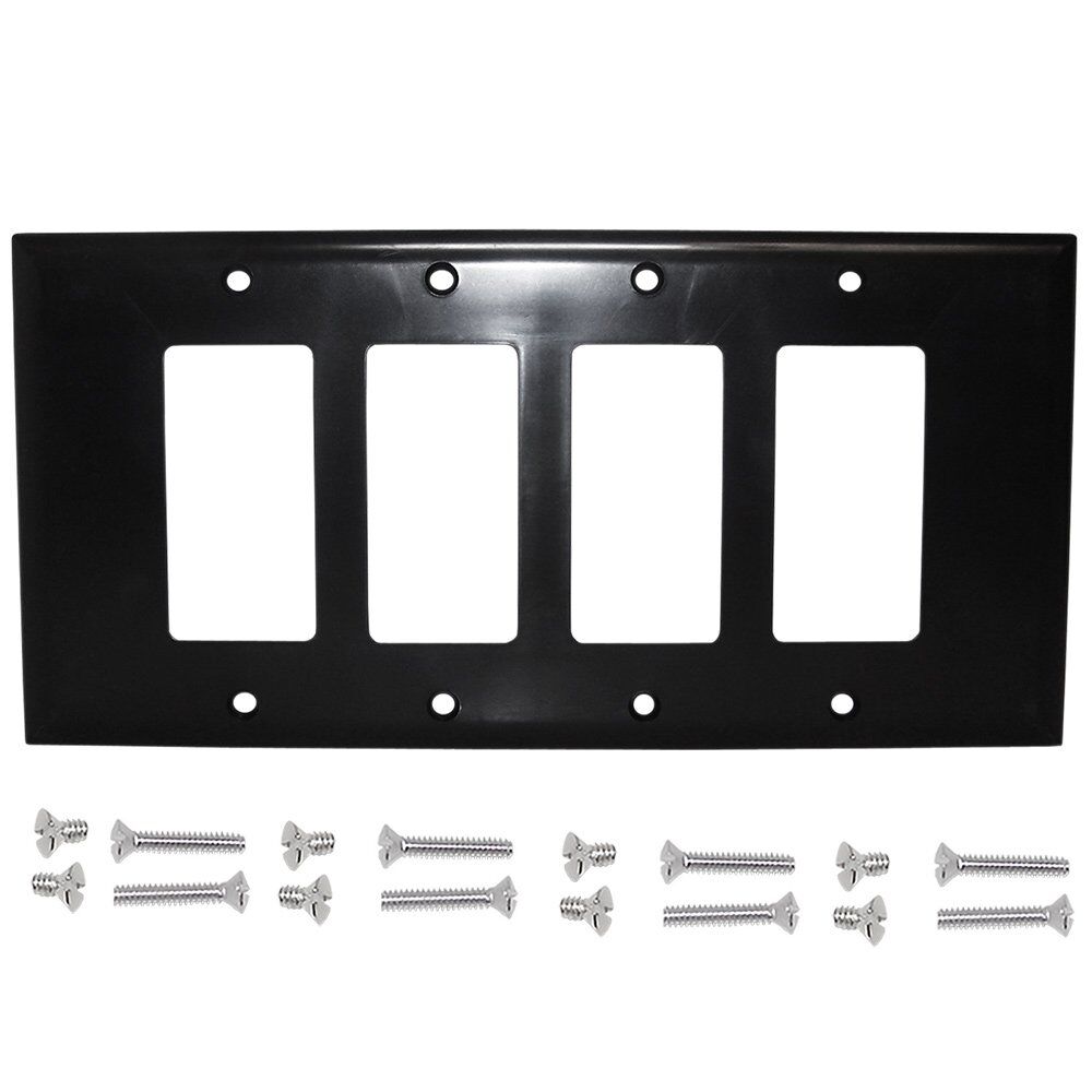 Decora Four Gang Wall Plate Black