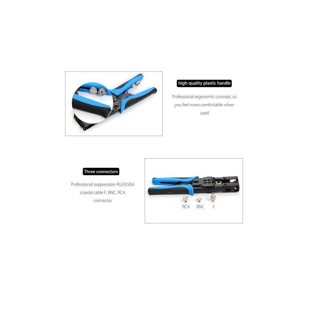 Professional Compression Tool for BNC F Type RCA Connectors RG59 RG58 and RG6 3
