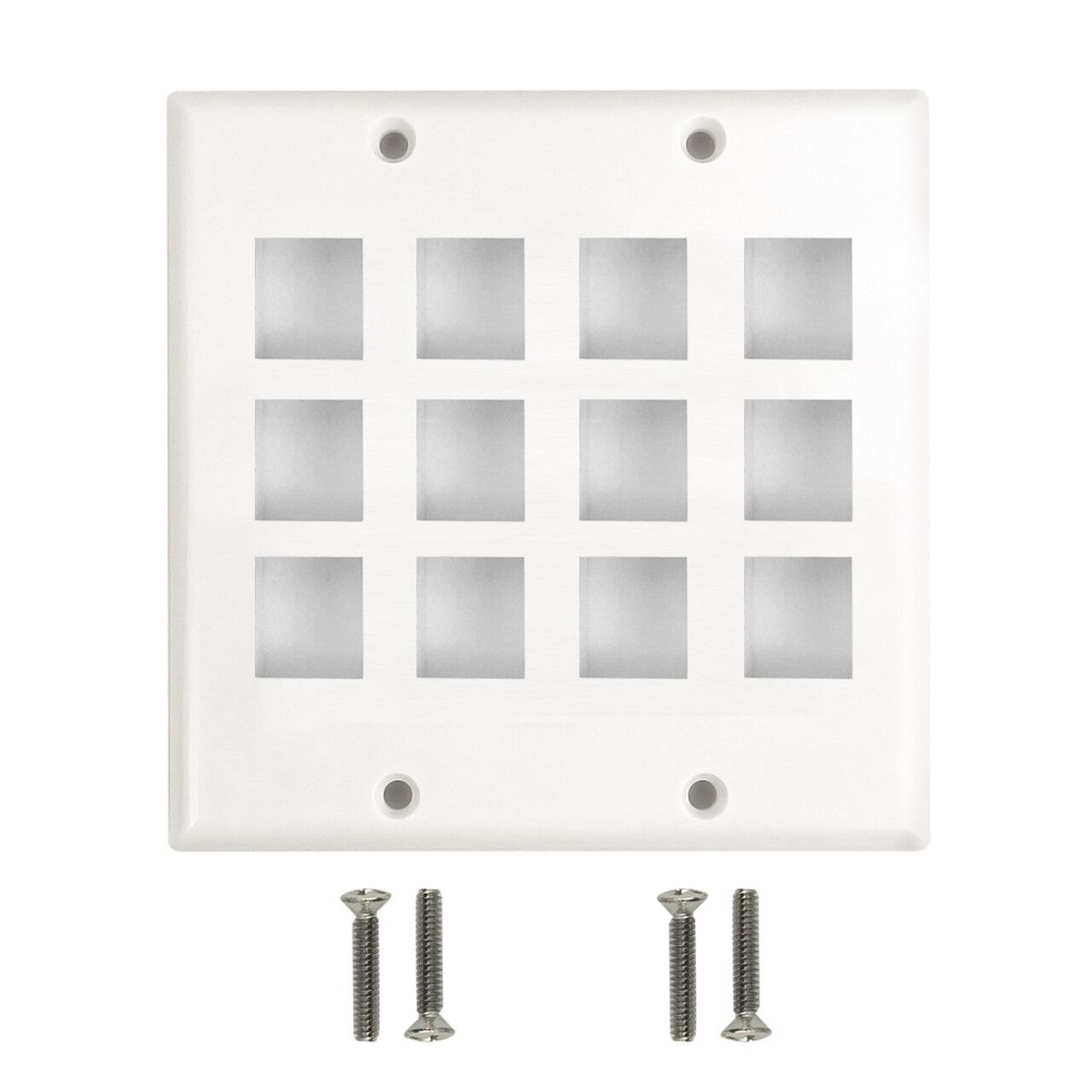 Wall Plate Flush Style 12 Port Keystone Double Gang White