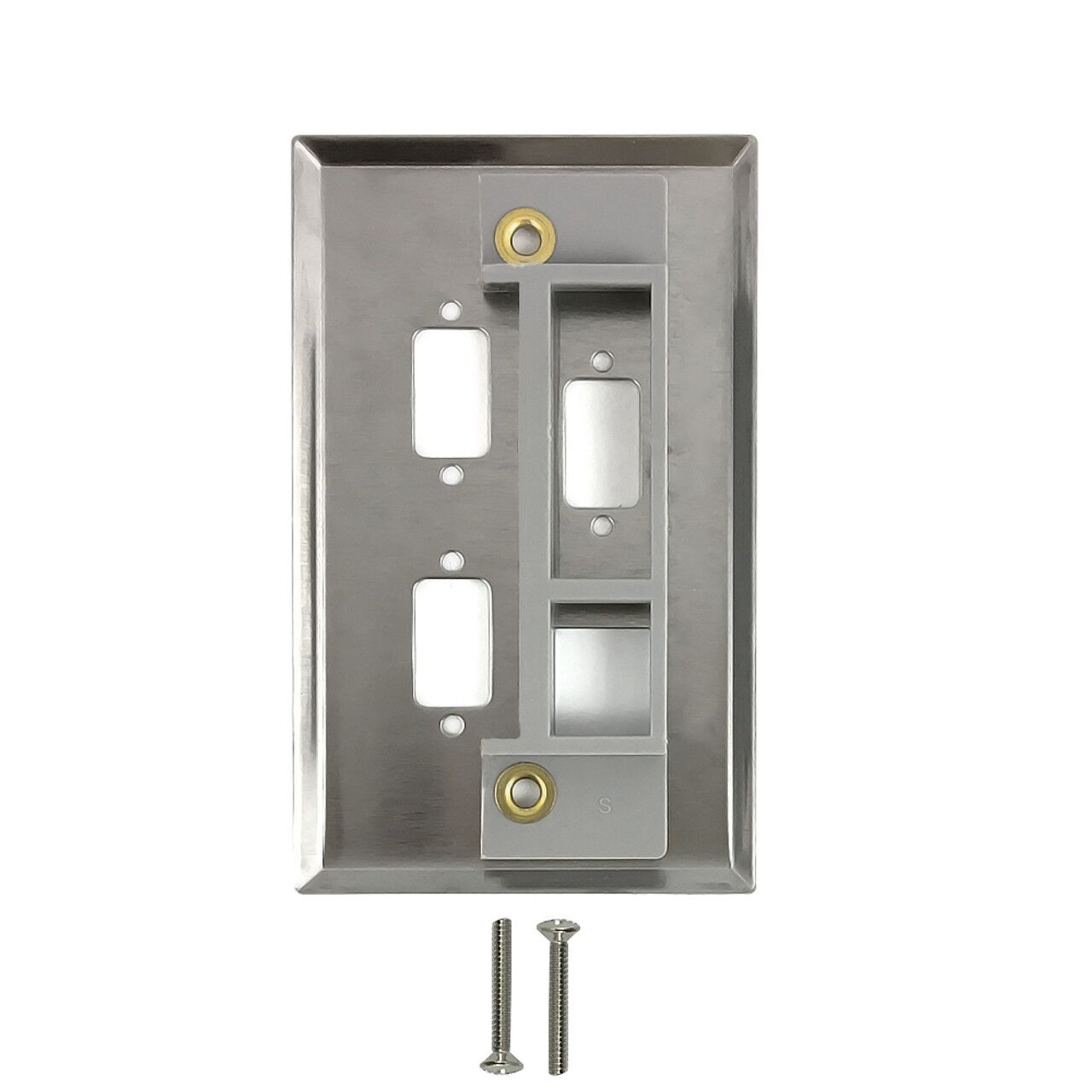 Wall Plate Single Gang 3x DB9 1x Keystone Stainless Steel1