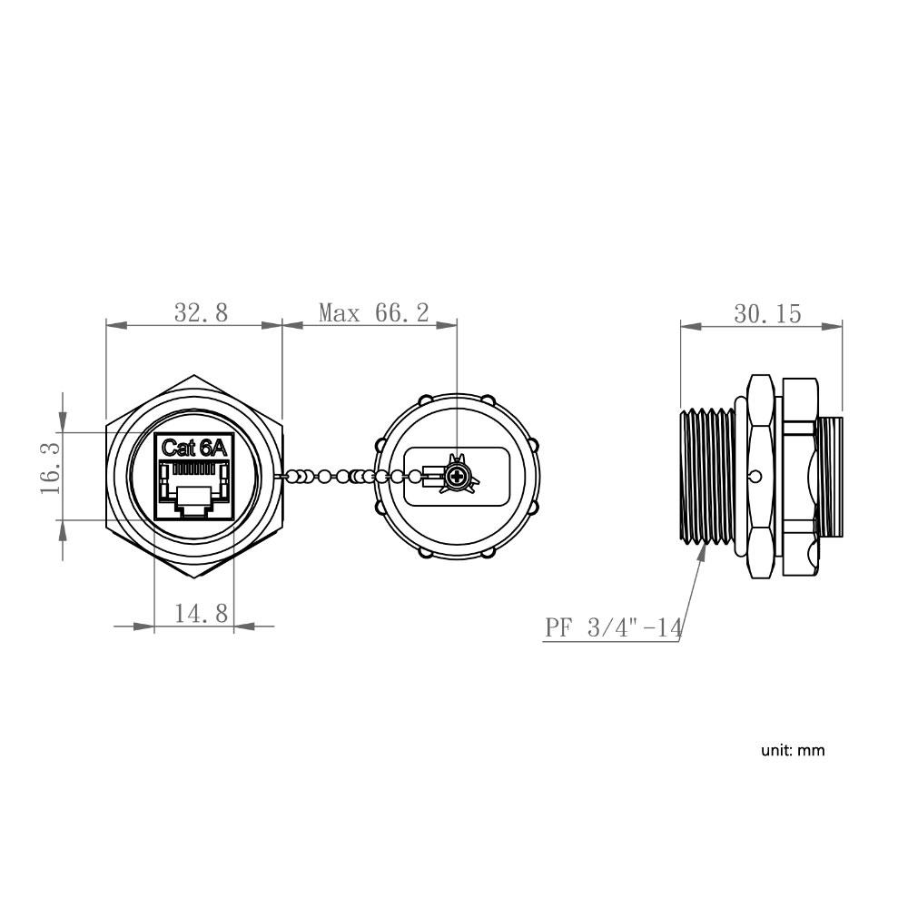 1bc7b Other Brands Cab CN C6A FFS IP68 IP Rated Cables Accessories Cat6A RJ45 Female to RJ45 Female Shielded Bulkhead Coupler Waterproof IP68 Rated Black