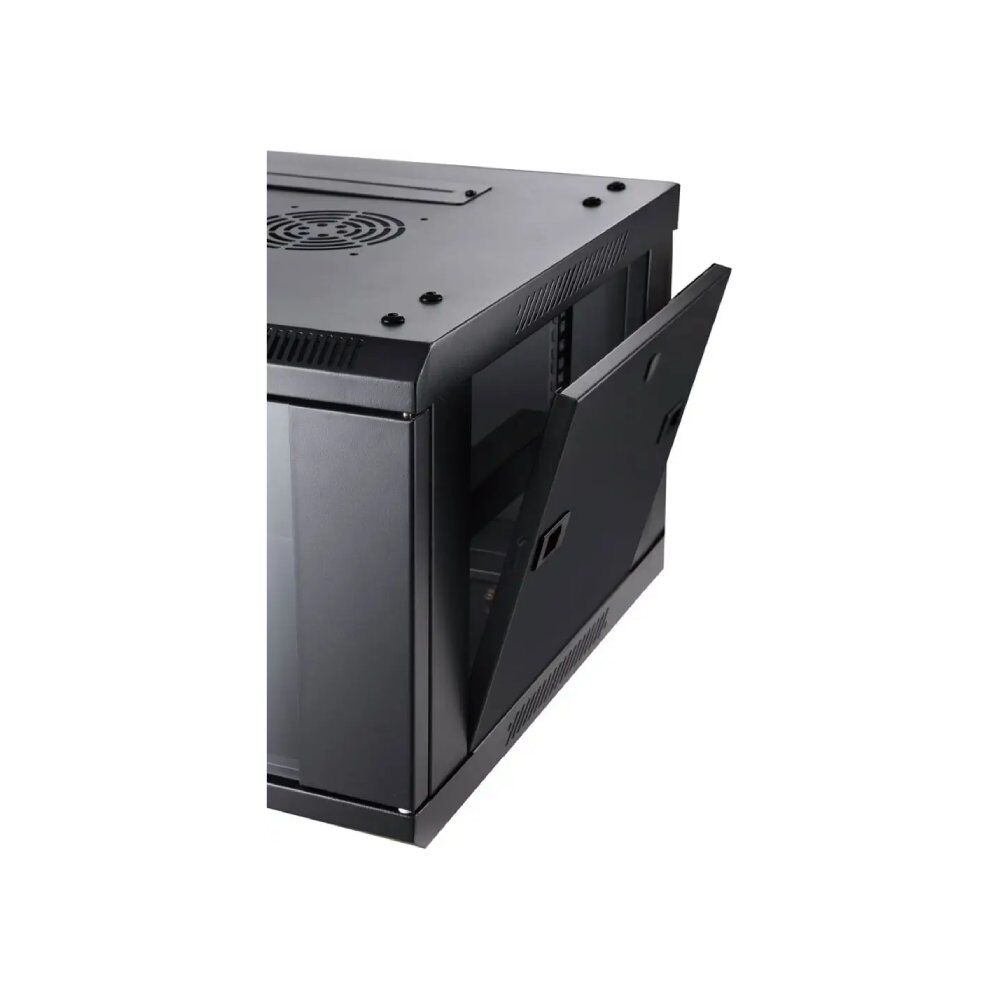 Wall Mount Cabinet 21U x 18″ Depth Glass Door – Black 1