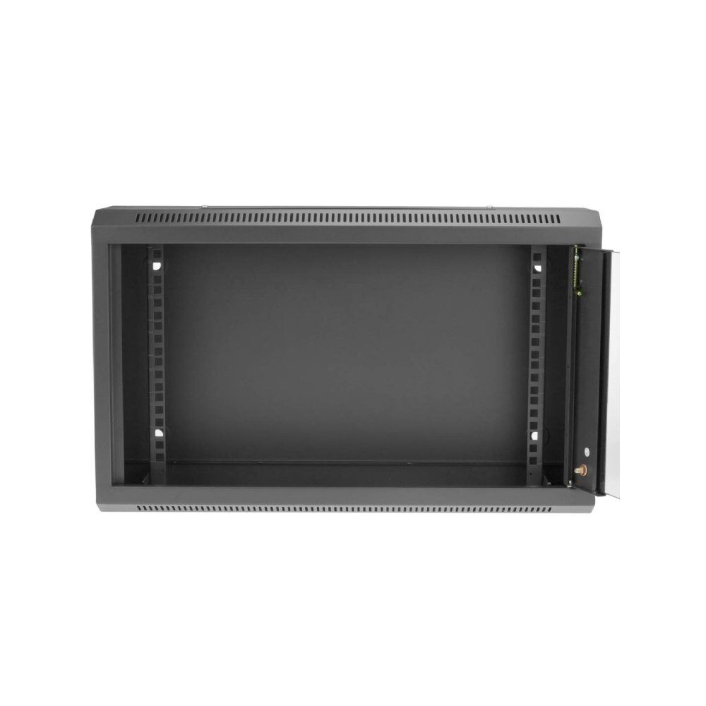 Wall Mount Cabinet 6U x 6″ Depth Glass Door – Black 2