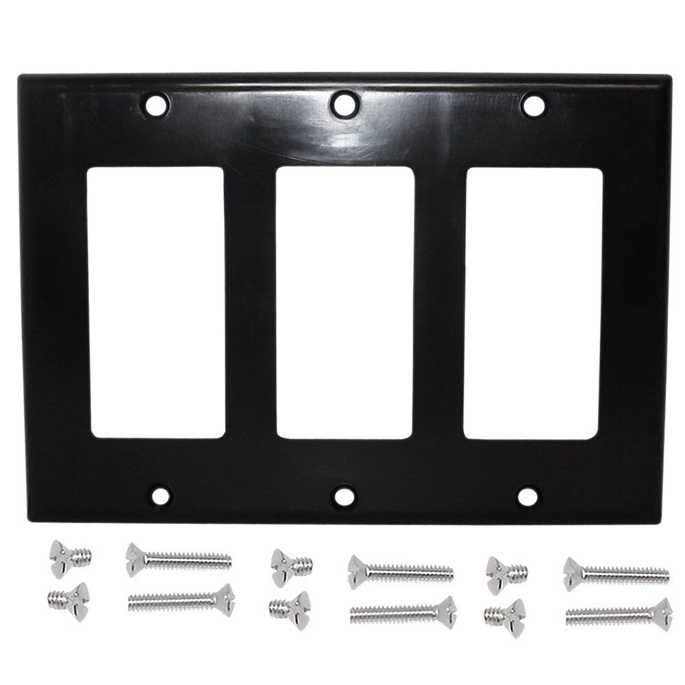Decora Triple Gang Wall Plate Black
