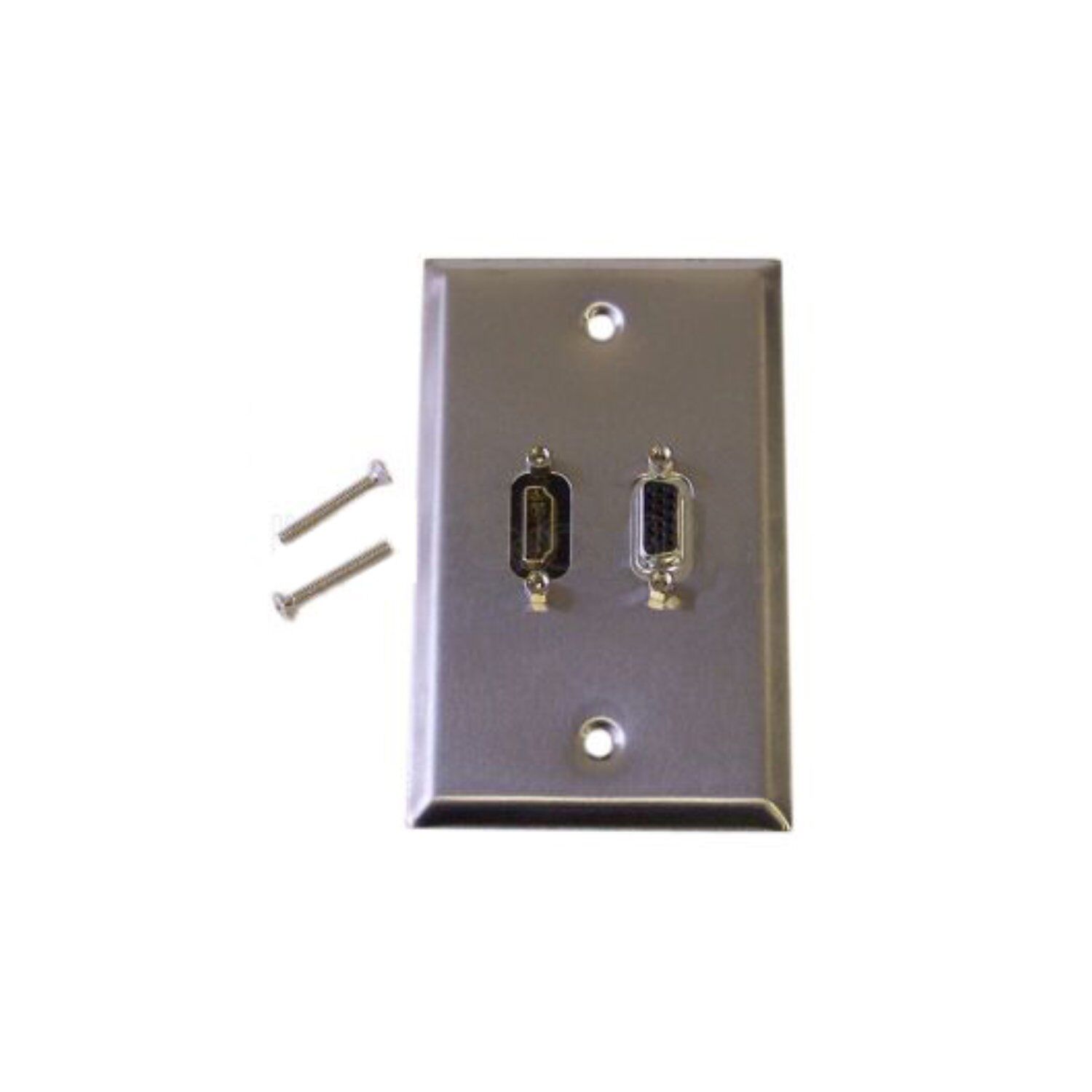 VGA HDMI Single Gang Wall Plate Kit Stainless Steel 1