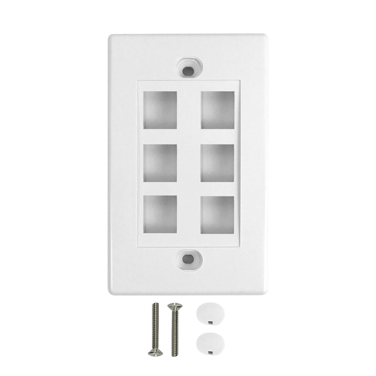 Wall Plate 6 Port Keystone White