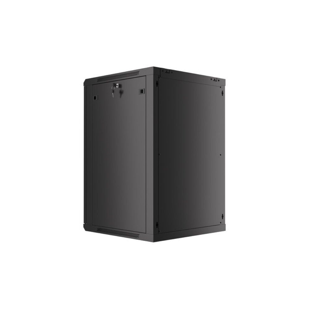 Wall Mount Cabinet 18U x 24″ Depth Glass Door – Black 1