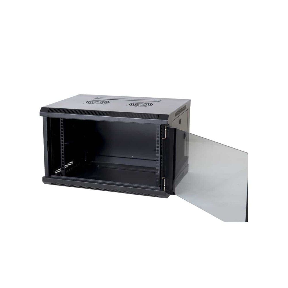 Wall Mount Cabinet 4U x 18″ Depth Glass Door – Black 3