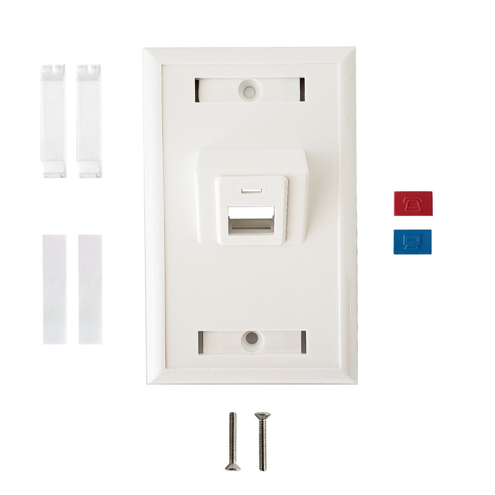 Wall Plate 1 Port Angled Keystone White1