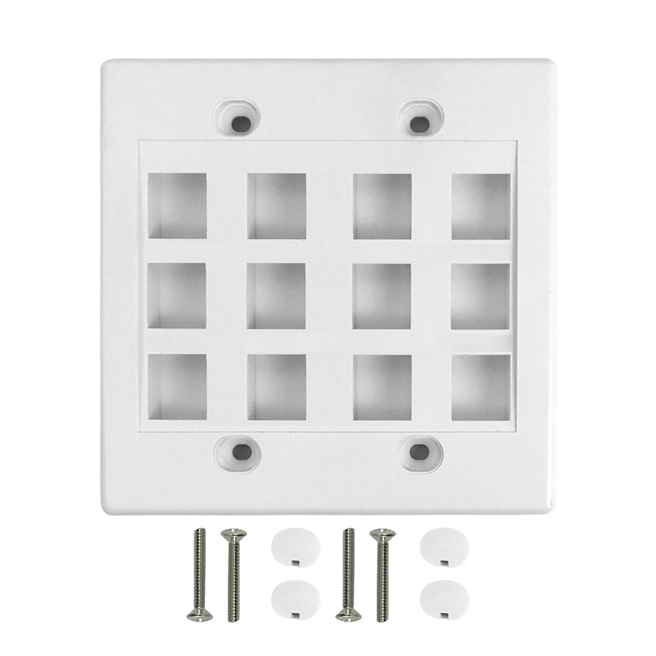 Wall Plate 12 Port Keystone Double Gang White