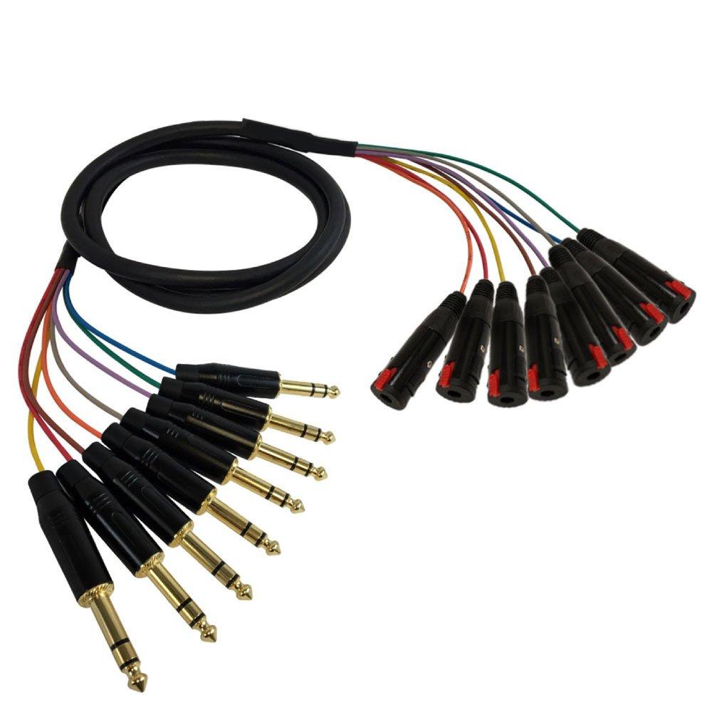 Premium 1 4 Inch TRS Male to 1 4 Inch TRS Female Balanced Analog 8 Channel Snake Cable