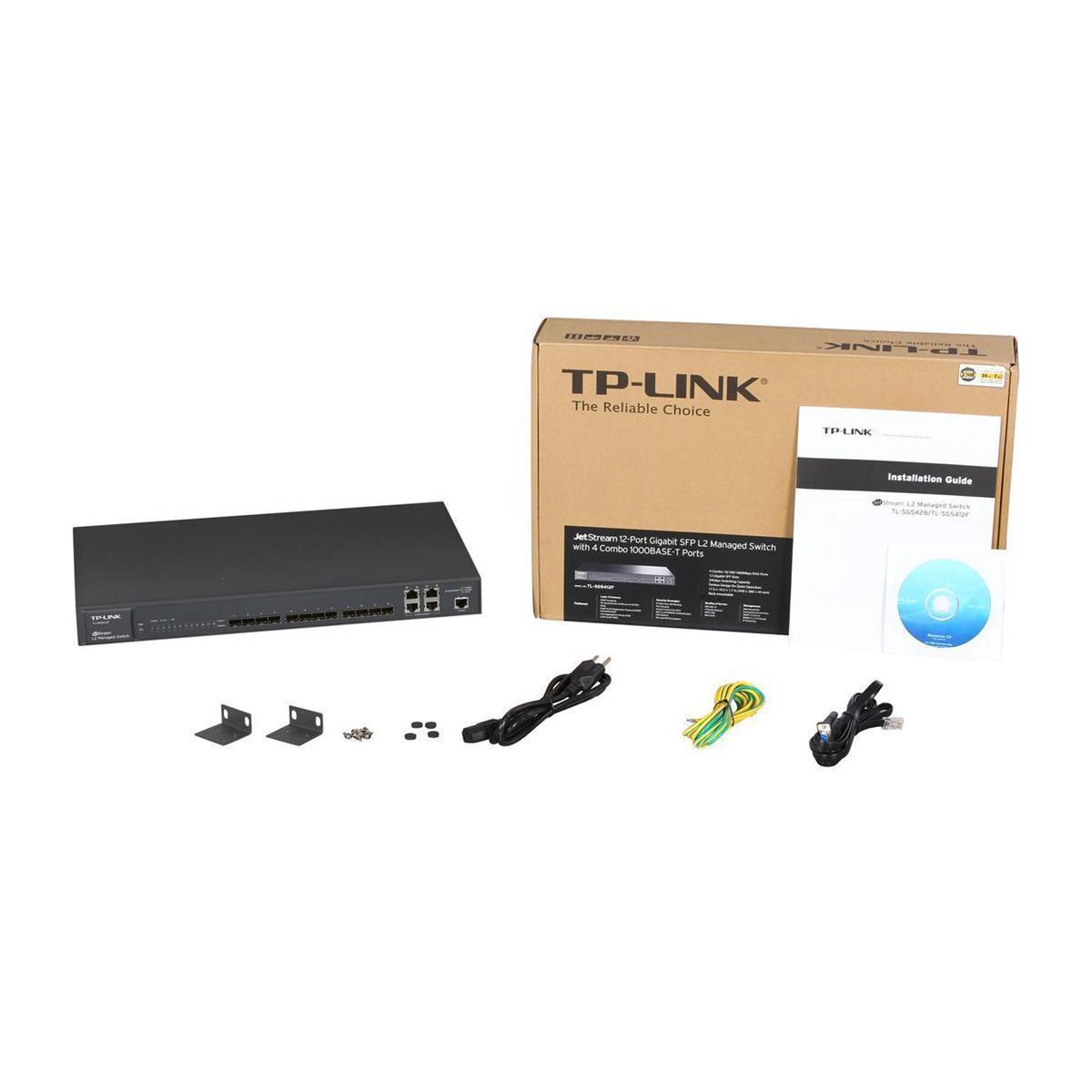 21e7d TP Link TL SG5412F Network Routers Switcher TP Link TL SG5412F JetStream 12 Port Gigabit SFP L2 Managed Switch with 4 Combo 1000BASE T Ports